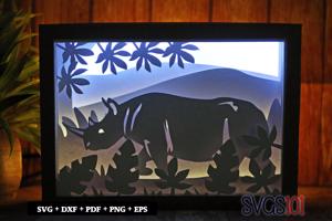 Wild Rhinoceros Light Box SVG 5x7 Landscape