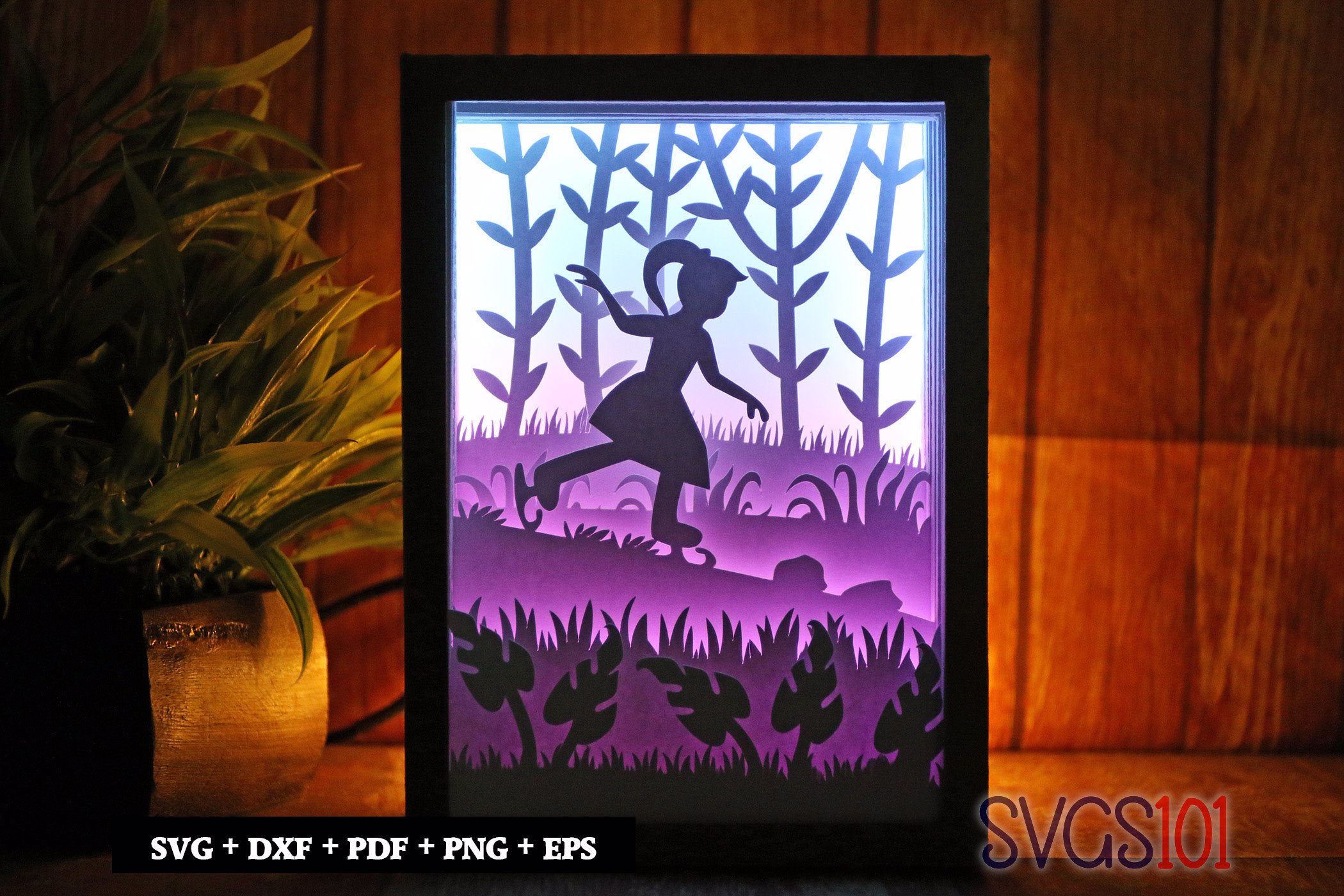 Lovely Skating Girl Shadow Box 5x7 Rectangle