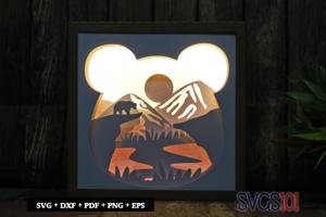 The Grizzly Bear Paper 3D Shadow Box SVG 8x8 12x12