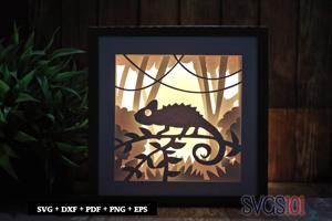 Chameleon Lizard LED Light Box Shadow Box Square 8x8, 12x12
