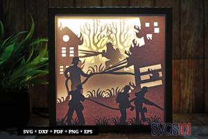 Fire Fighters DIY Shadow Box Light Box 8x8, 12x12