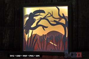 Toucan Bird Shadow Box Light Box 8x8, 12x12