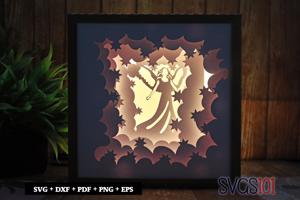 Angel with Wings Paper 3D Shadow Box SVG 8x8 12x12
