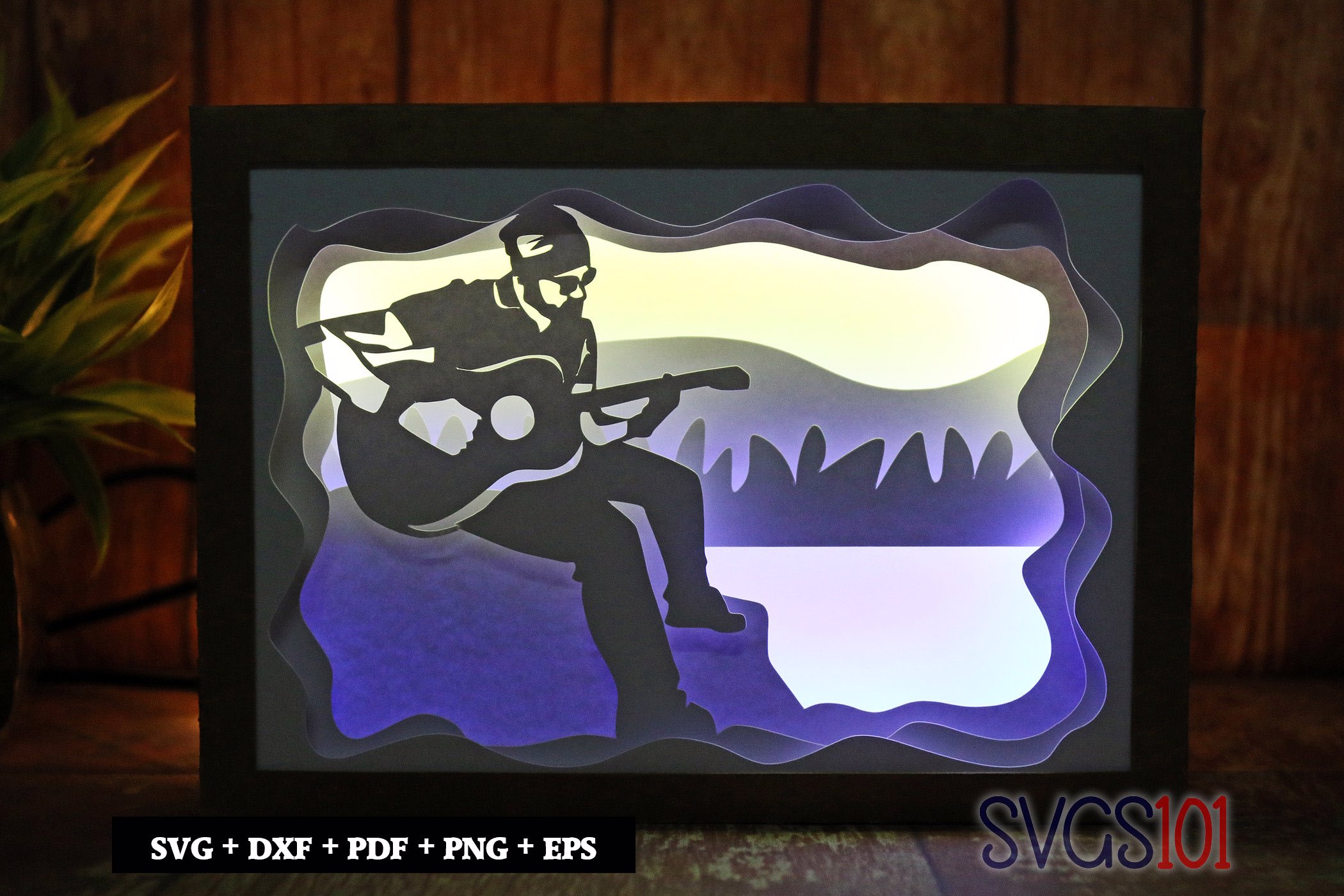 Guitar Player Light Box SVG 5x7 Landscape