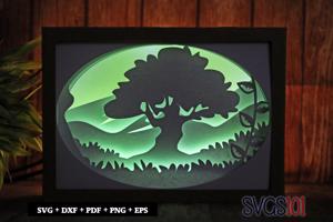 Lone Tree Standing Shadow Box SVG 5x7