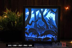 Antelopes Fighting Shadow Box Light Box 8x8, 12x12