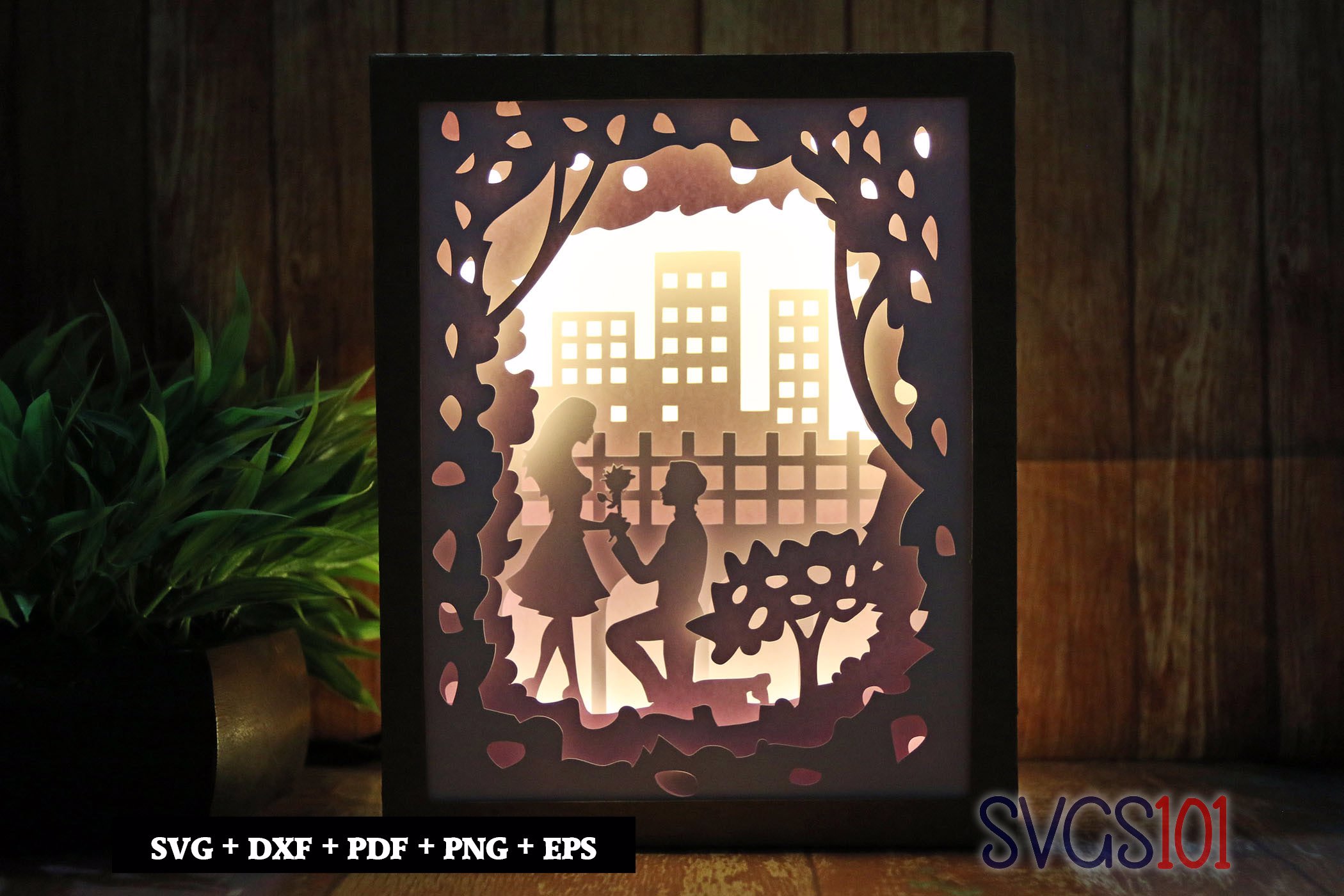 Boy Proposing Girl with Rose DIY Shadow Box Light Box 8x10