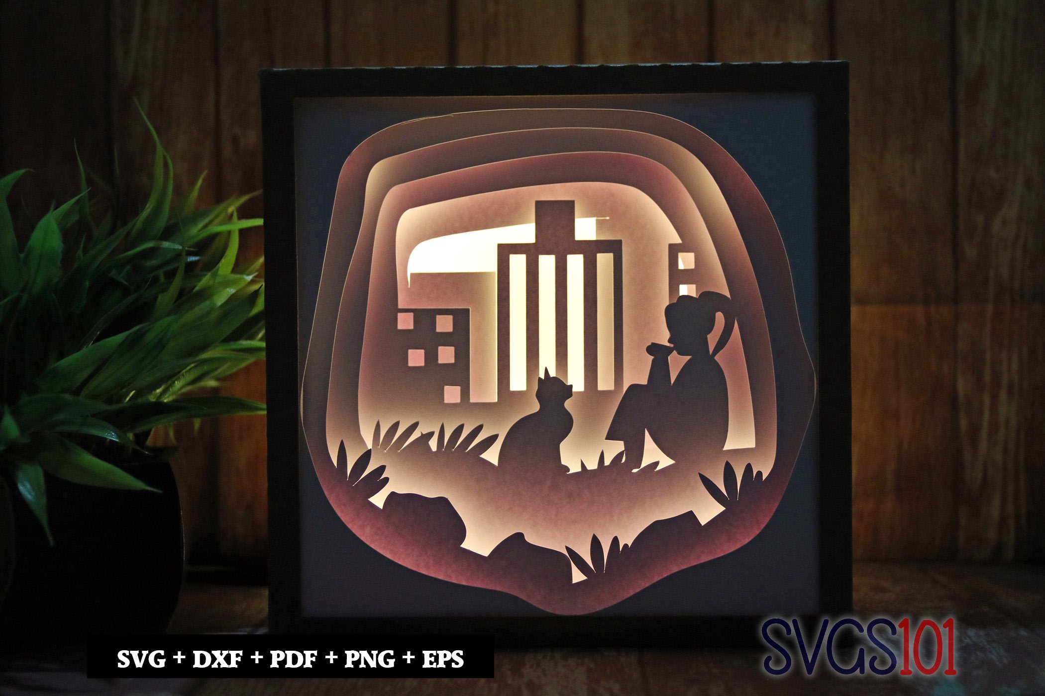 Young Girl Having Coffee DIY Shadow Box Light Box 8x8, 12x12