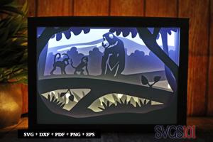 Monkey Family DIY Shadow Box Light Box 5x7