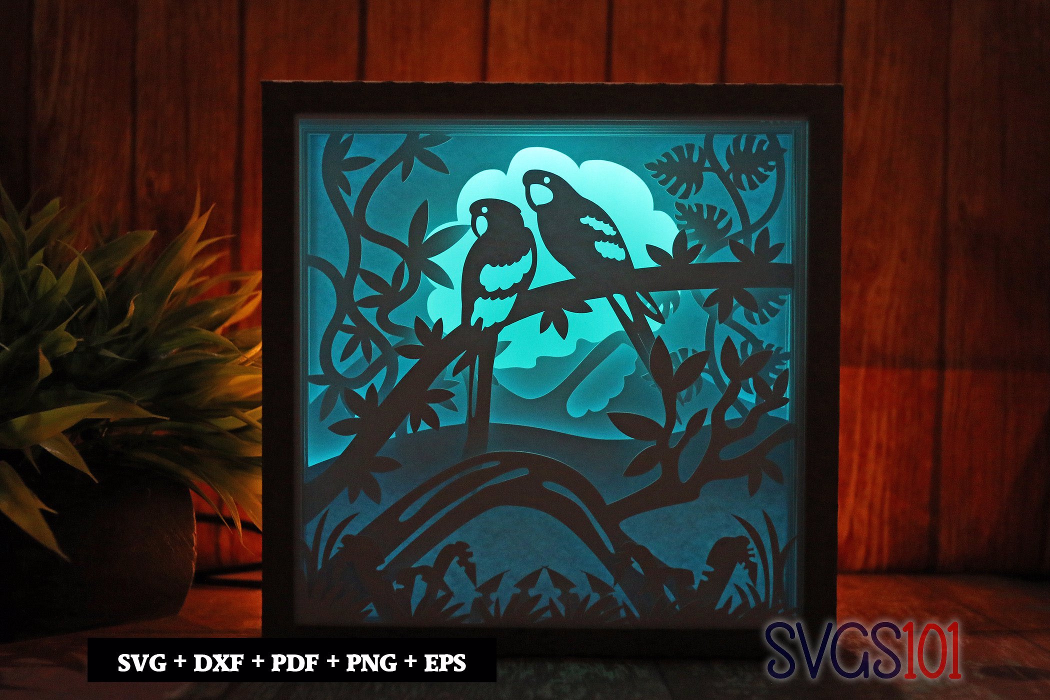 Two Parrots Shadow Box Light Box 8x8, 12x12