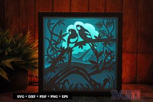 Two Parrots Shadow Box Light Box 8x8, 12x12