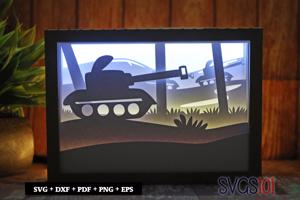 Army Tanks War DIY Shadow Box Light Box 5x7