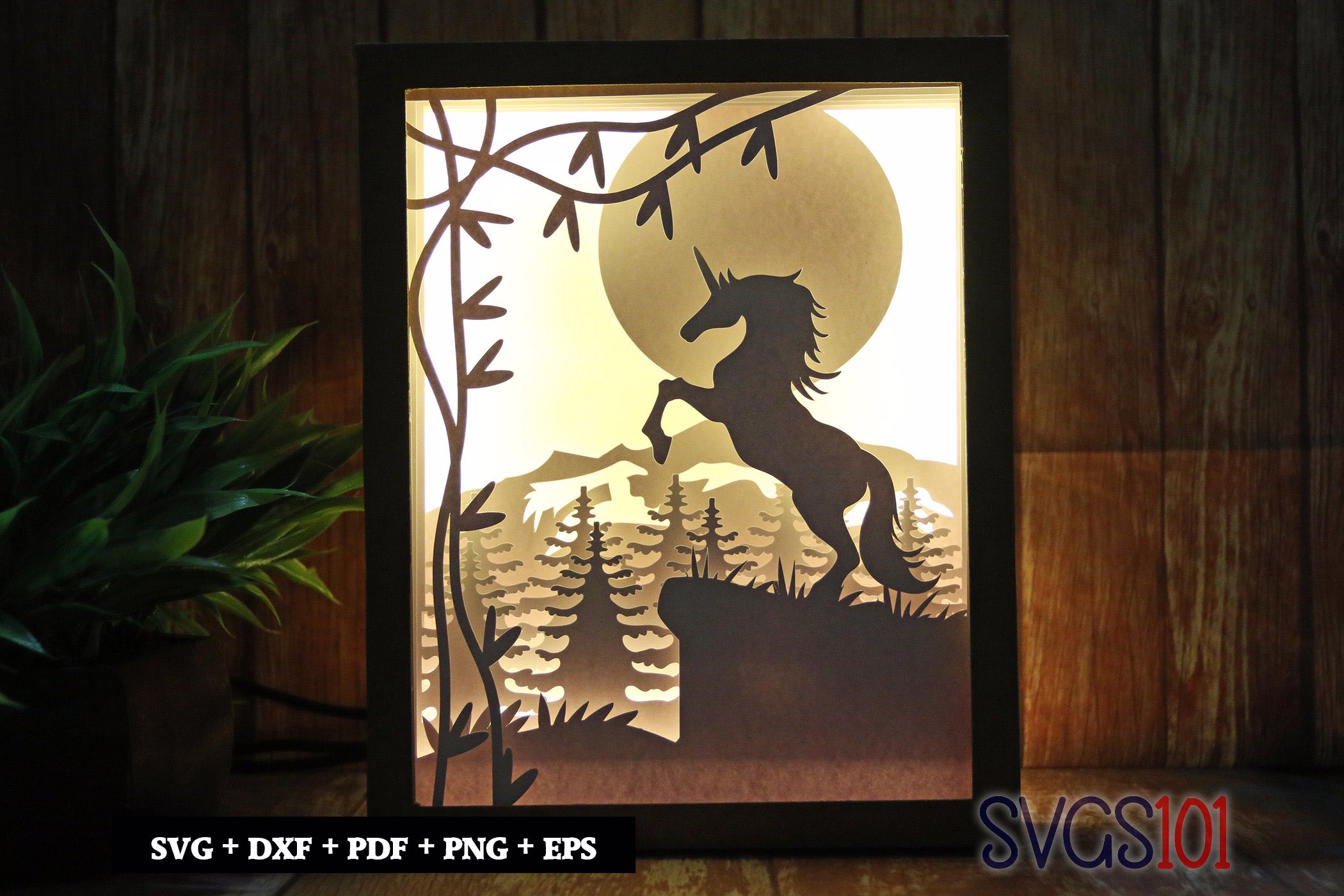 Amazing Unicorn Paper 3D Shadow Box SVG 8x10