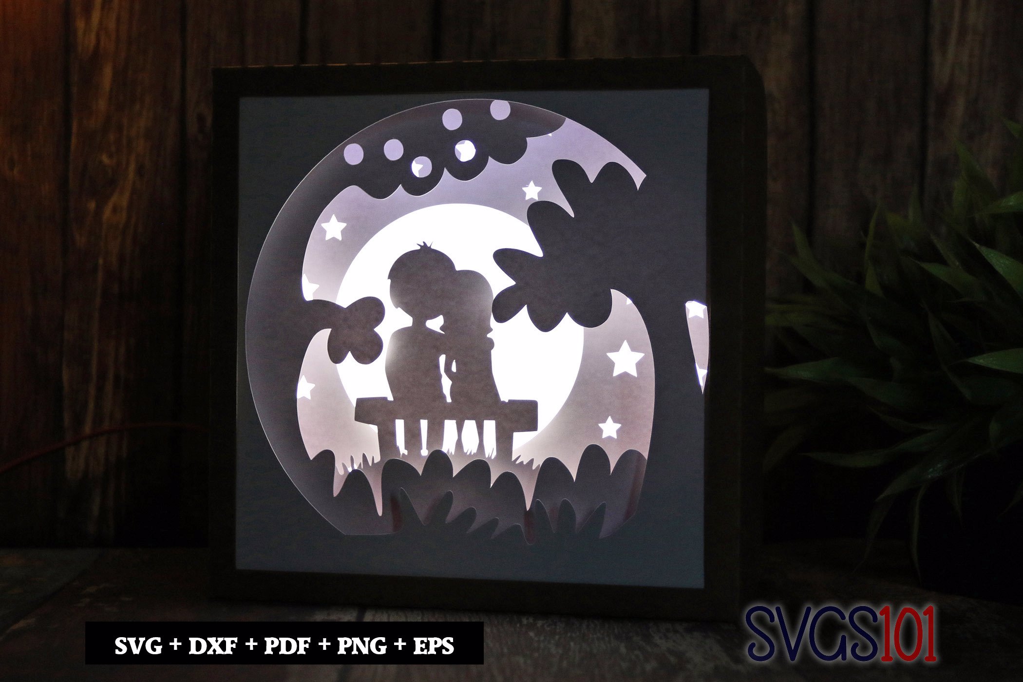 Valentine Couple Square Shadow Box SVG 8x8 10x10 12x12