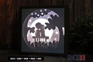 Valentine Couple Square Shadow Box SVG 8x8 10x10 12x12