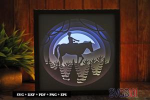 Man Riding Horse Shadow Box Light Box 8x8, 12x12