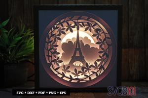 Paris Tower Paper 3D Shadow Box SVG 8x8 12x12