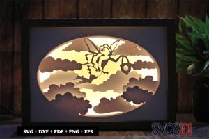 Angel in Sky Shadow Box 5x7 Rectangle