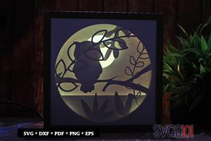 Owl on Tree Shadow Box Light Box 8x8, 12x12