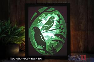 Cute Birds Shadow Box SVG 8x10