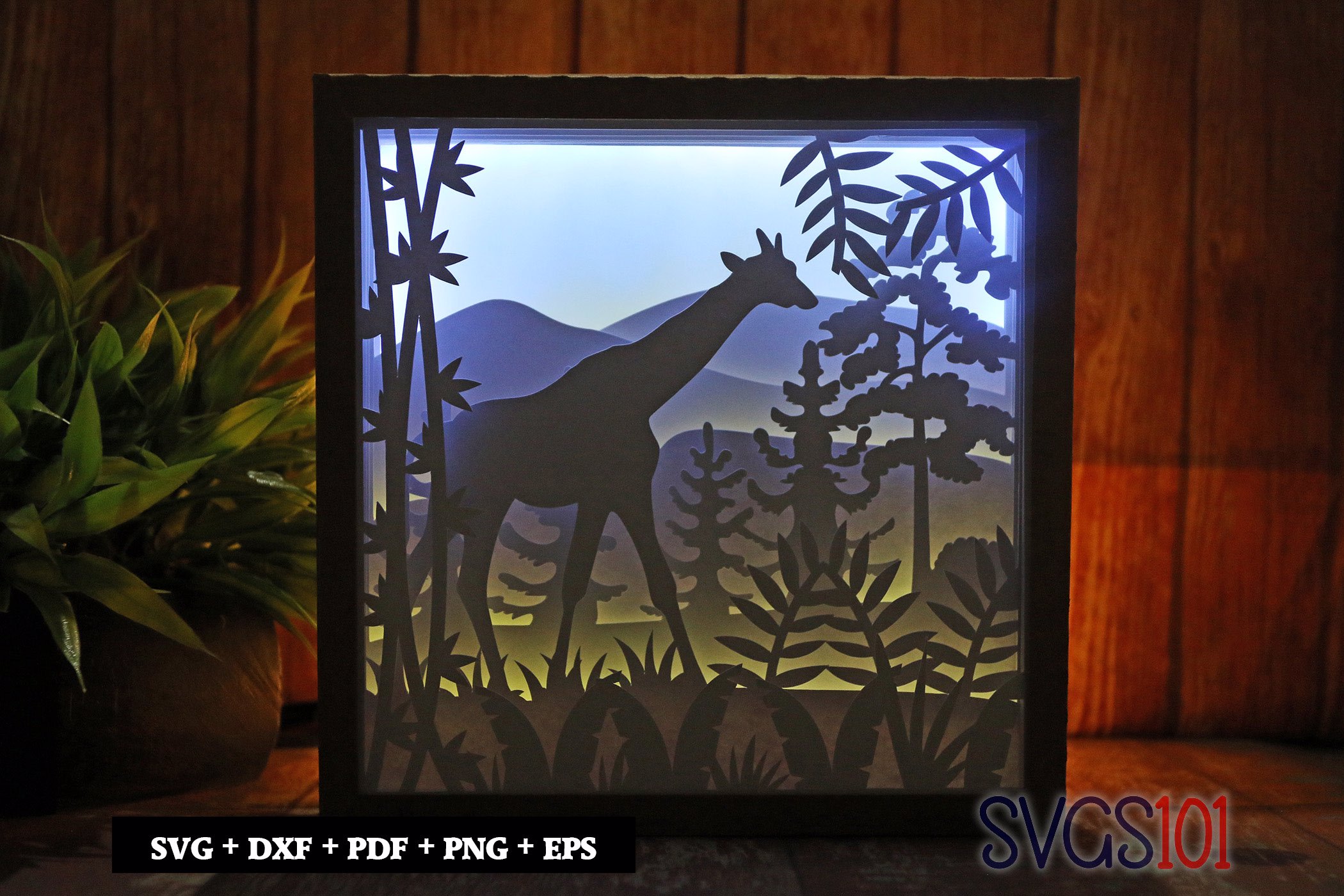 Tall Giraffe Square Shadow Box SVG 8x8 10x10 12x12