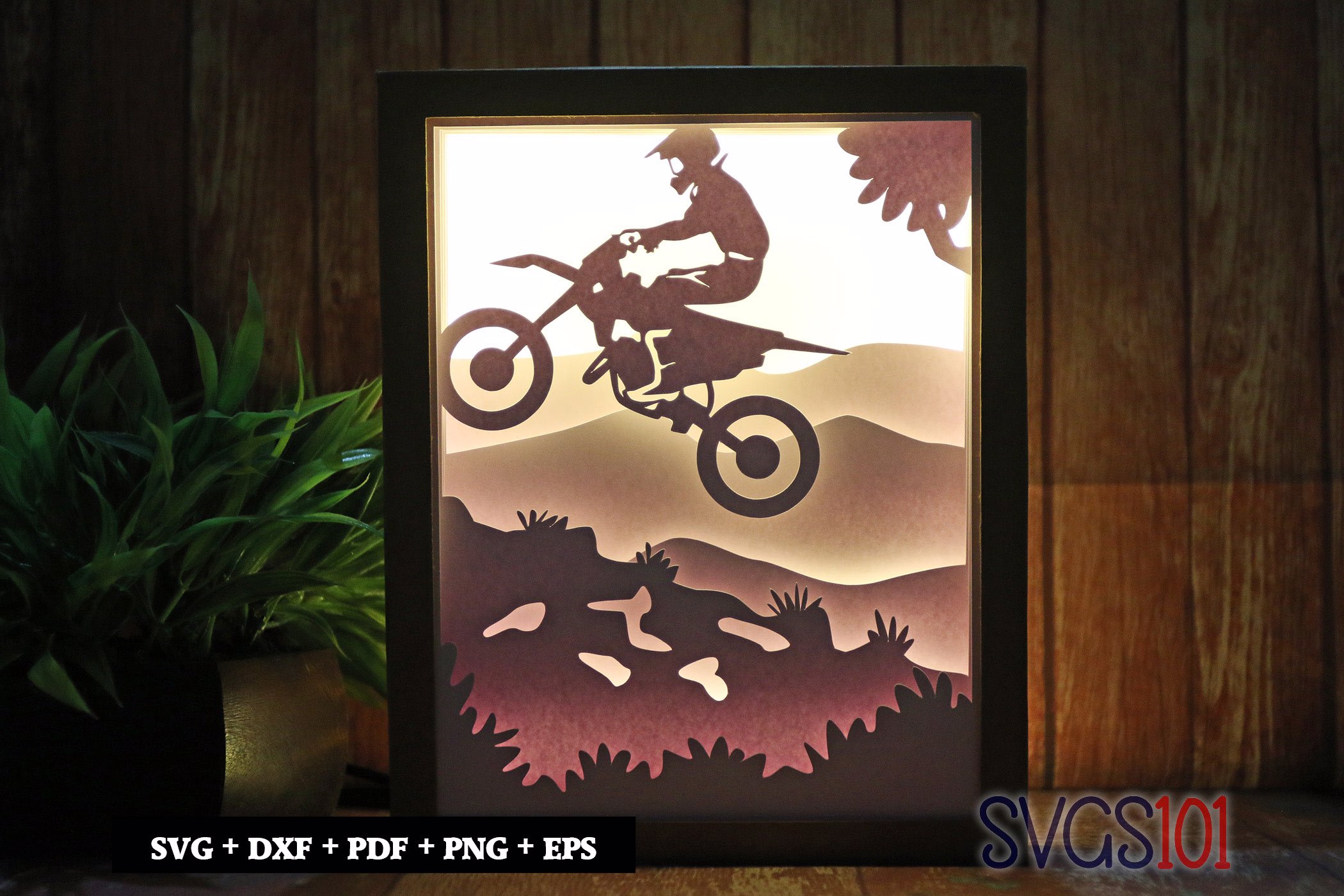 Bike Stunt Man Paper 3D Shadow Box SVG 8x10