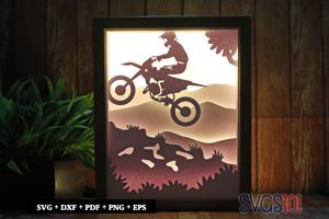 Bike Stunt Man Paper 3D Shadow Box SVG 8x10