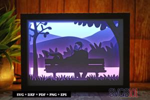 Couple on Park Bench Light Box SVG 5x7 Landscape