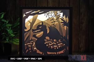 Dragon Paper 3D Shadow Box SVG 8x8 12x12