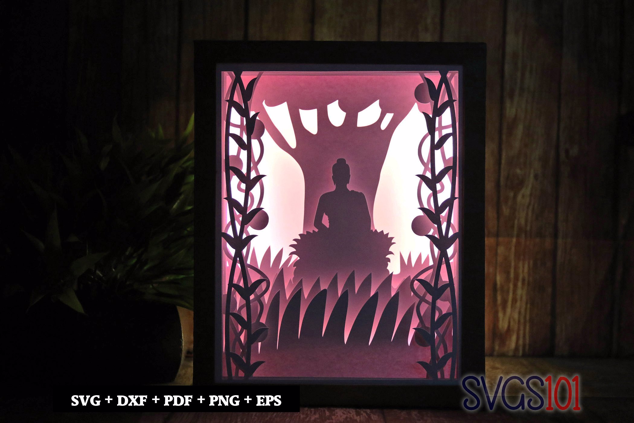 Meditating Budha Light Box SVG 8x10 Portrait