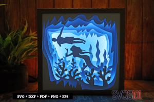Charming Mermaid Shadow Box Light Box 8x8, 12x12