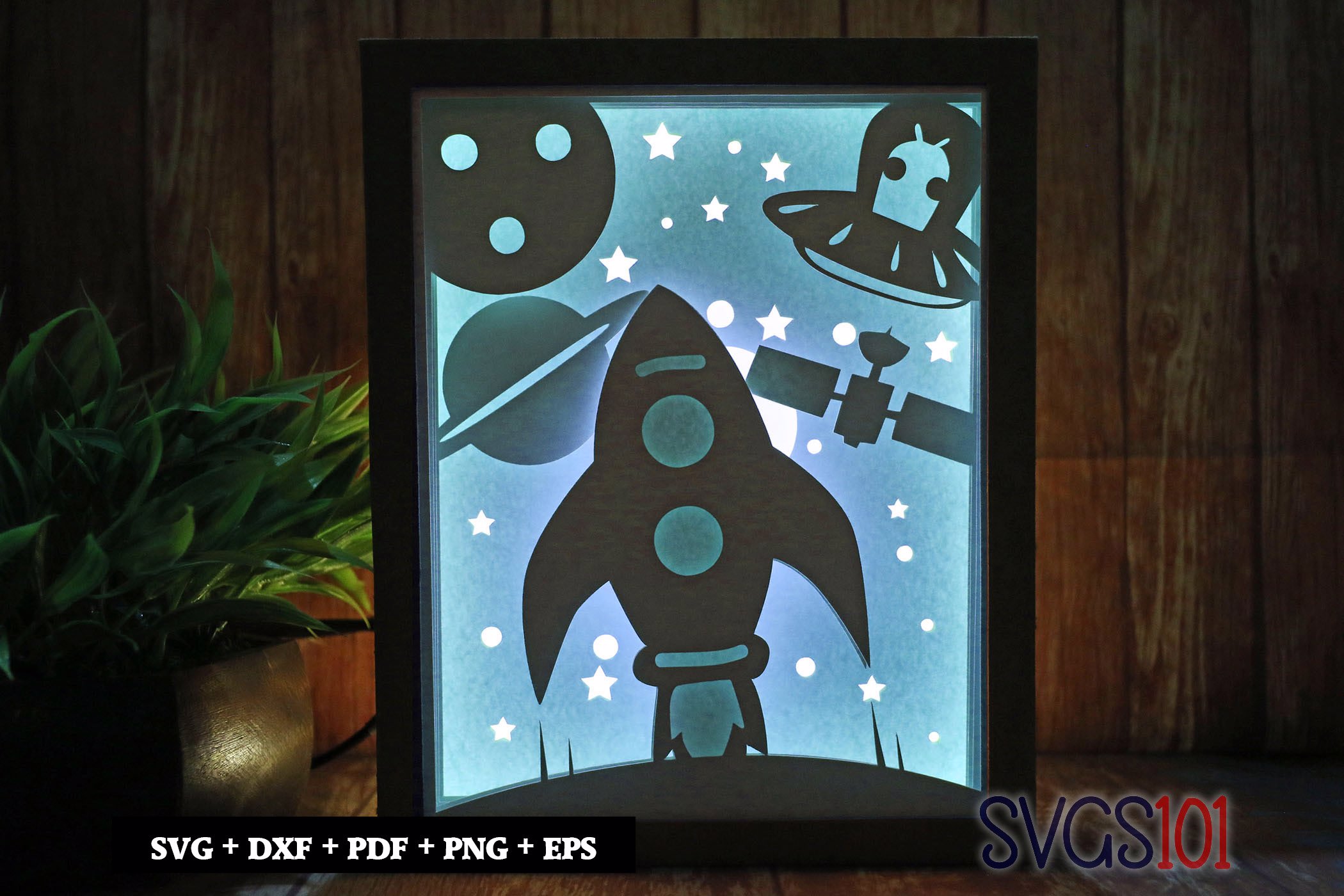 Space Rocket Light Box SVG 8x10 Portrait