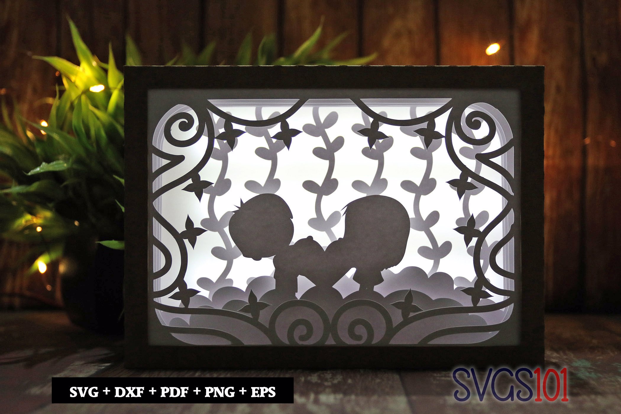 Girl and Boy Holding Heart DIY Shadow Box Light Box 5x7