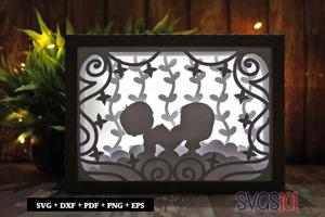 Girl and Boy Holding Heart DIY Shadow Box Light Box 5x7