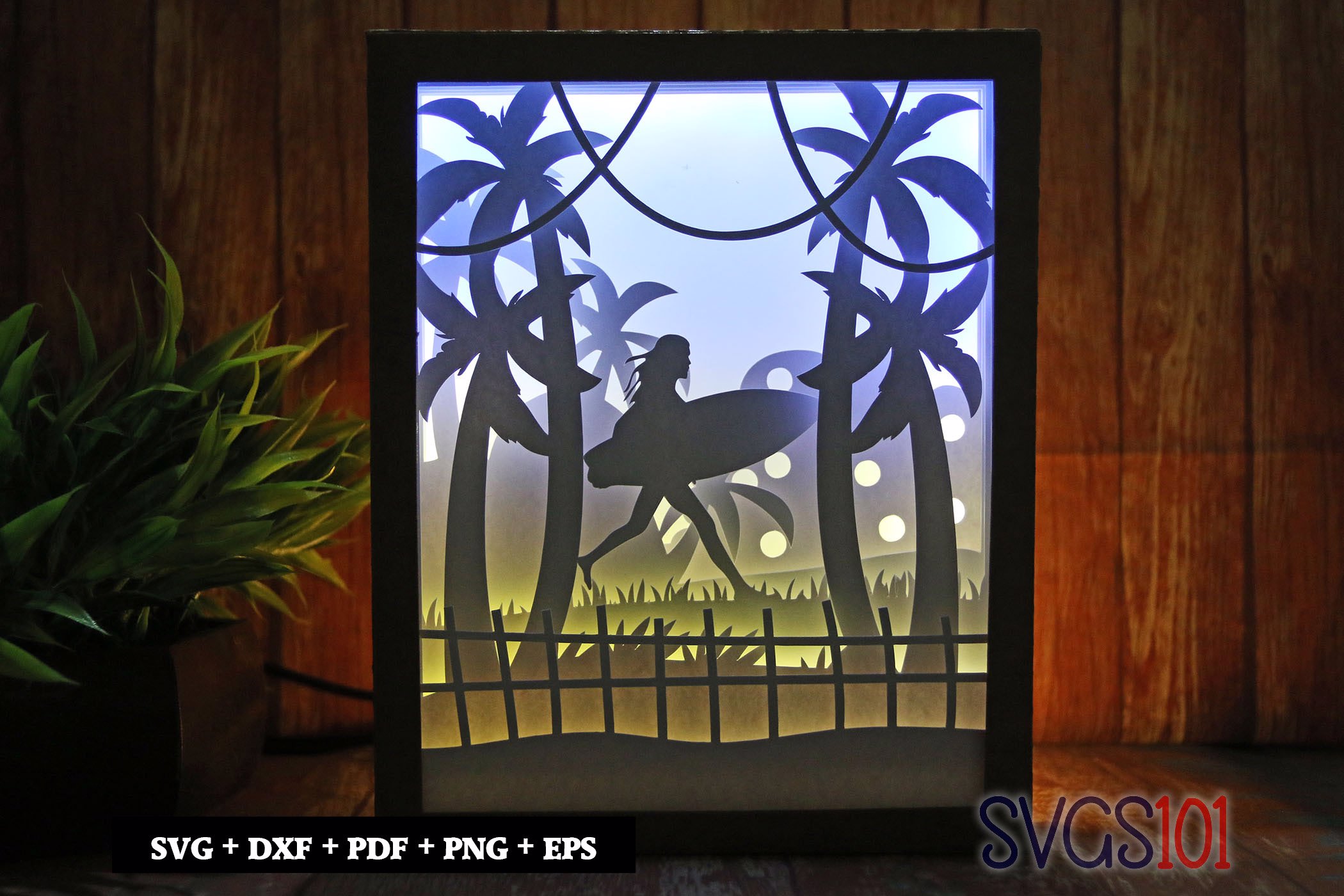 Young Surfer Shadow Box 8x10 Rectangle