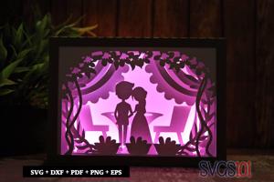 Beautiful Wedding Couple Shadow Box 5x7 Rectangle