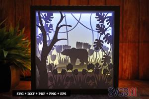 Bear in Jungle Shadow Box Light Box 8x8, 12x12