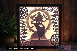 Bharatnatyam Girl Shadow Box Light Box 8x8, 12x12