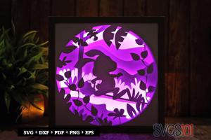 Easter Bunny Paper 3D Shadow Box SVG 8x8 12x12
