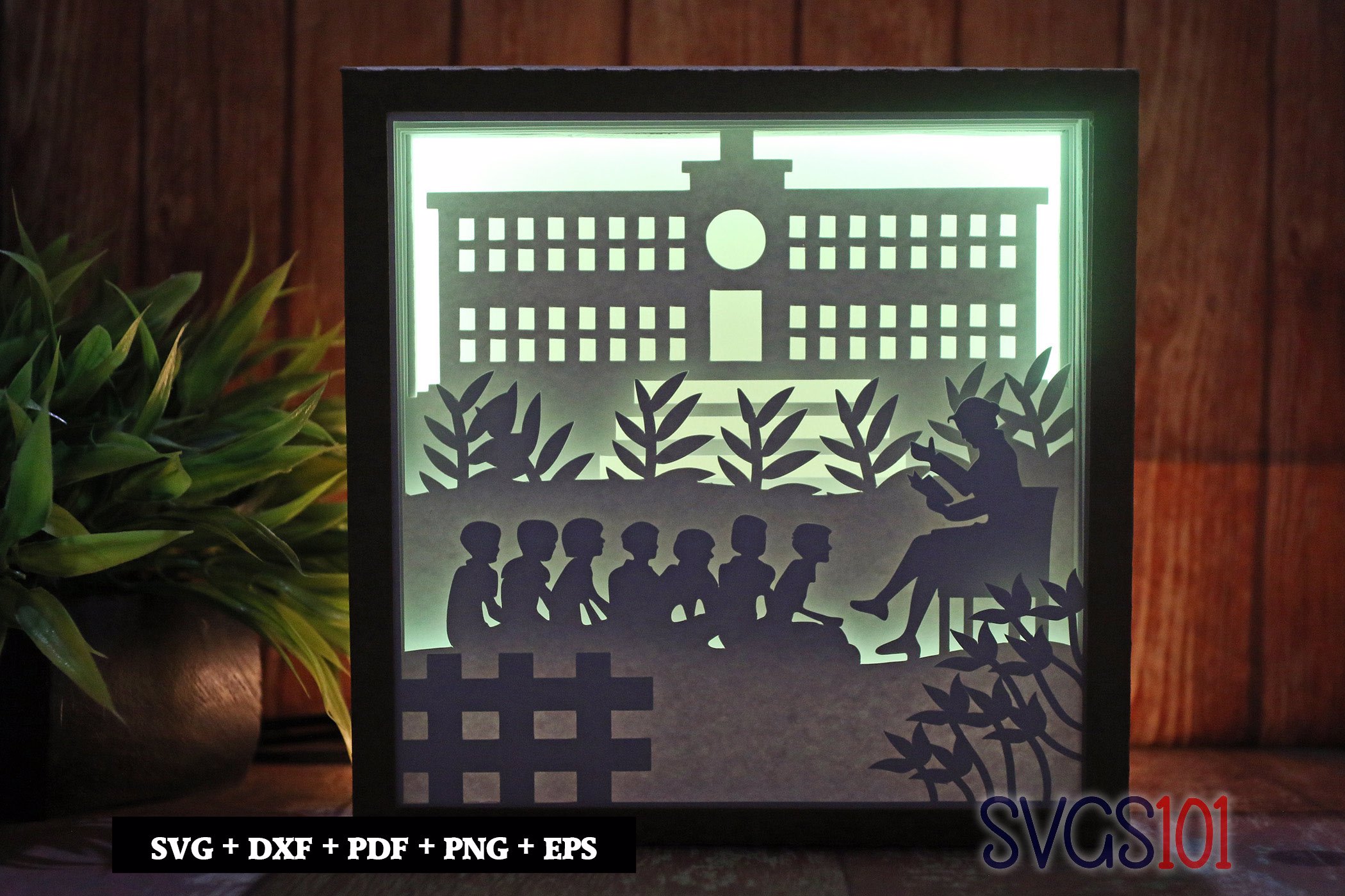 Teacher Teaching School Paper 3D Shadow Box SVG 8x8 12x12