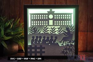 Teacher Teaching School Paper 3D Shadow Box SVG 8x8 12x12