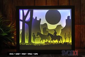 Horsemen Walking Light Box SVG 8x10 Portrait