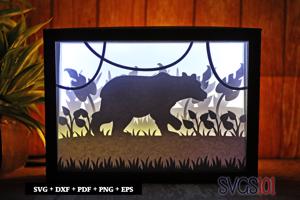 Big Bear in Jungle Light Box SVG 5x7 Landscape