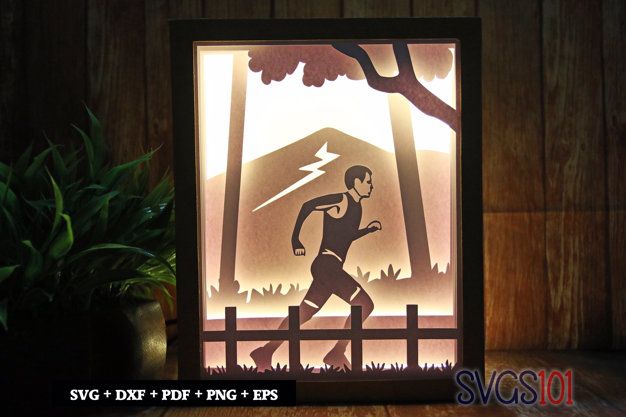 Running Man Shadow Box SVG 8x10
