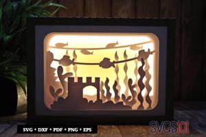 Fish and Coral in an Aquarium Light Box SVG 5x7 Landscape