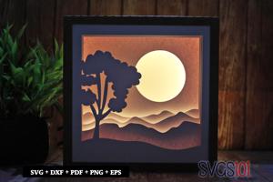 Full Moon Moon in the Sky Square Shadow Box SVG 8x8 10x10 12x12