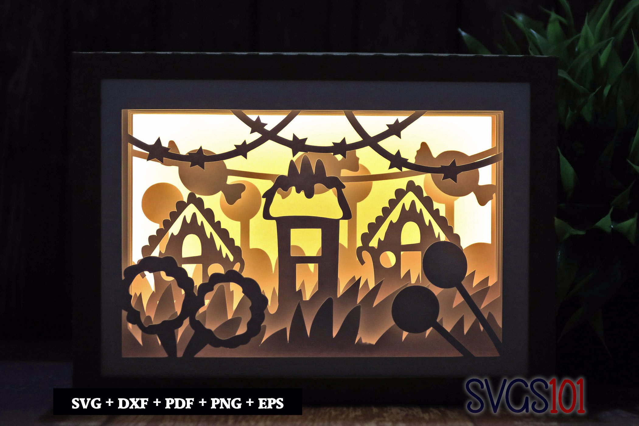 Candy House Paper 3D Shadow Box SVG 5x7