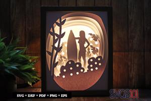 Hot Surfing Girl Light Box SVG 8x10 Portrait