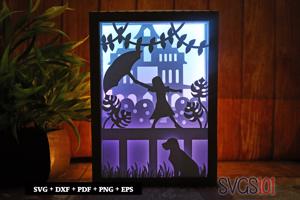 Young Girl with Umbrella Shadow Box 5x7 Rectangle