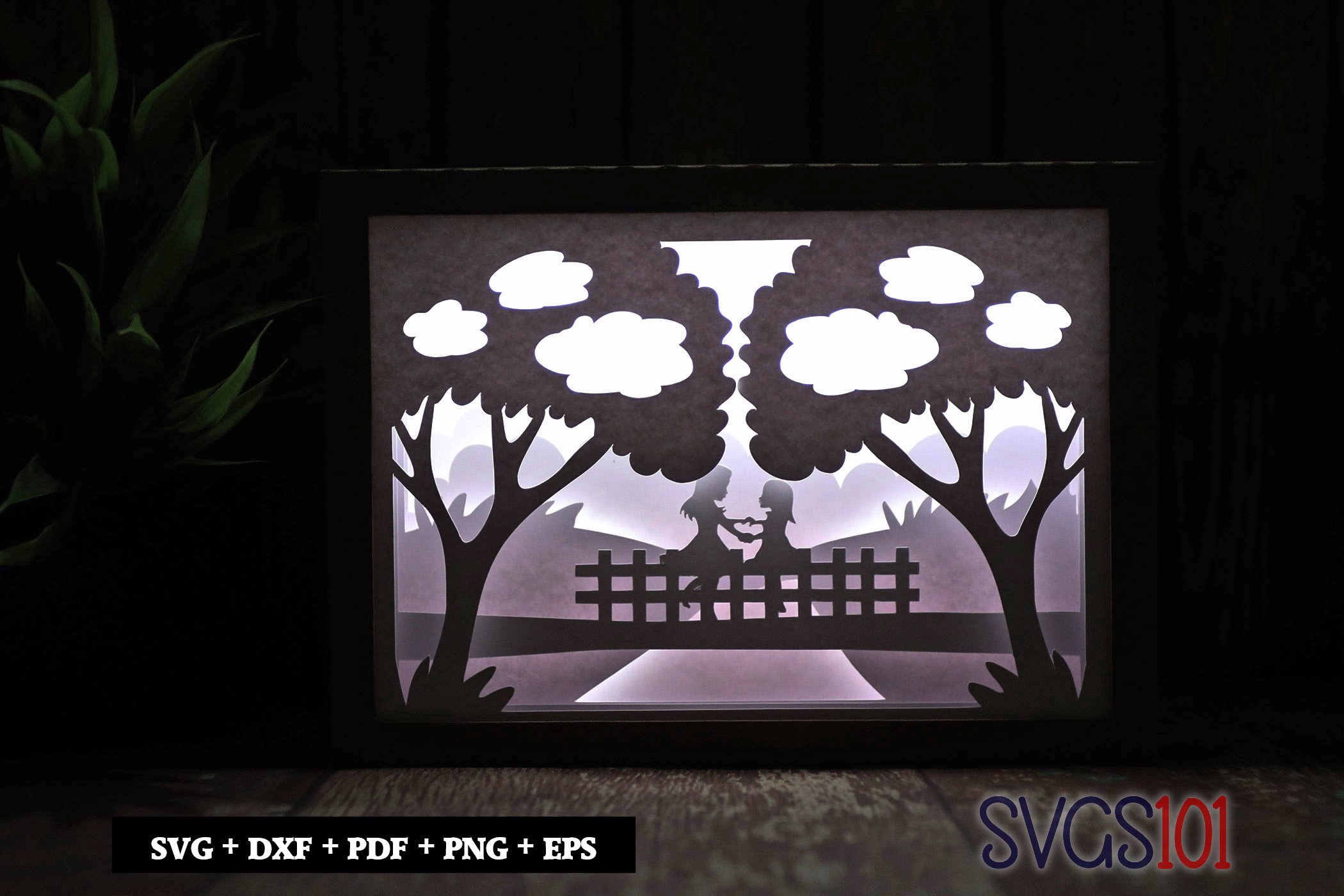 Girls on Bridge Shadow Box SVG 5x7
